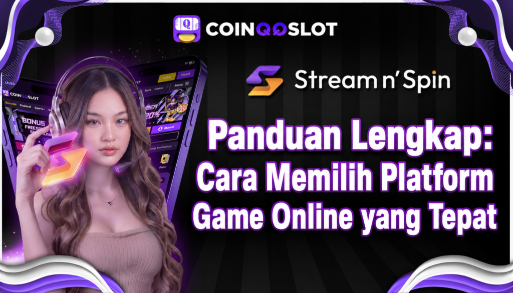 Ilustrasi platform game online dengan tampilan modern.